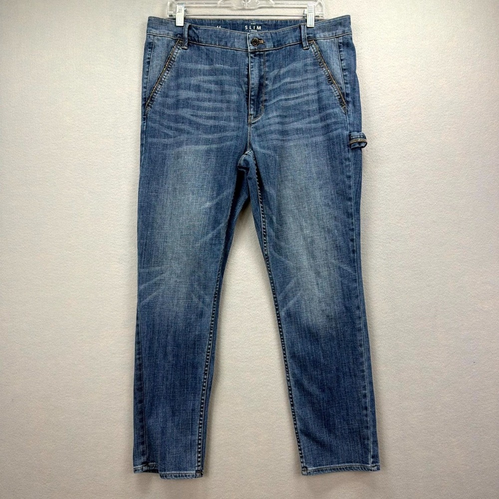 White House Black Market Slim Ankle Jeans Womens 14 36x29* Blue Denim Carpenter